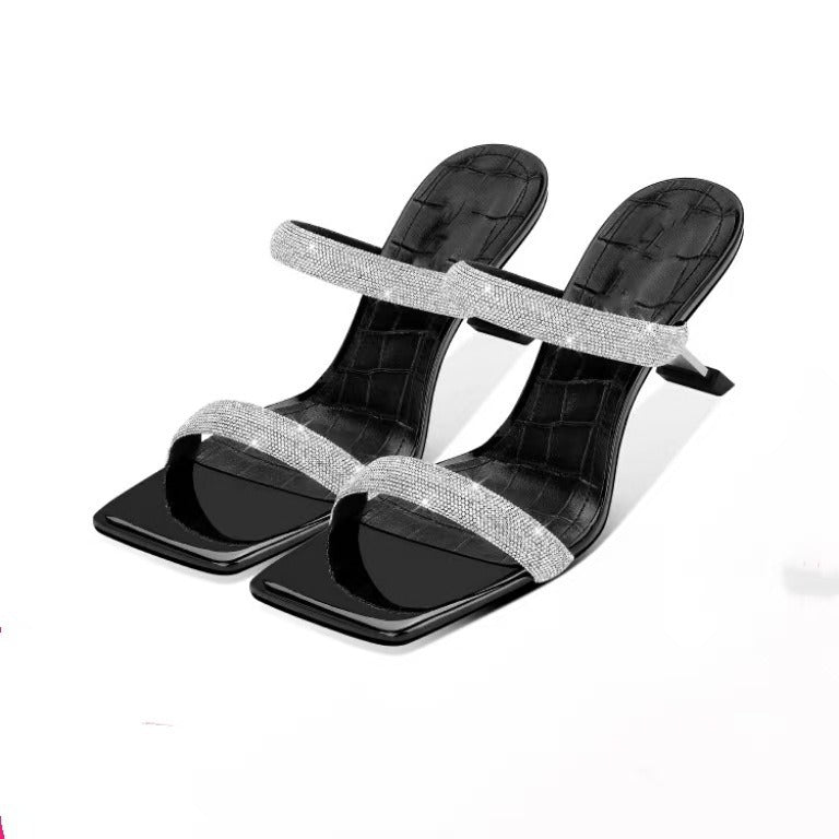 Dame Strappy Højhælede Mules med Rhinestones Stilla