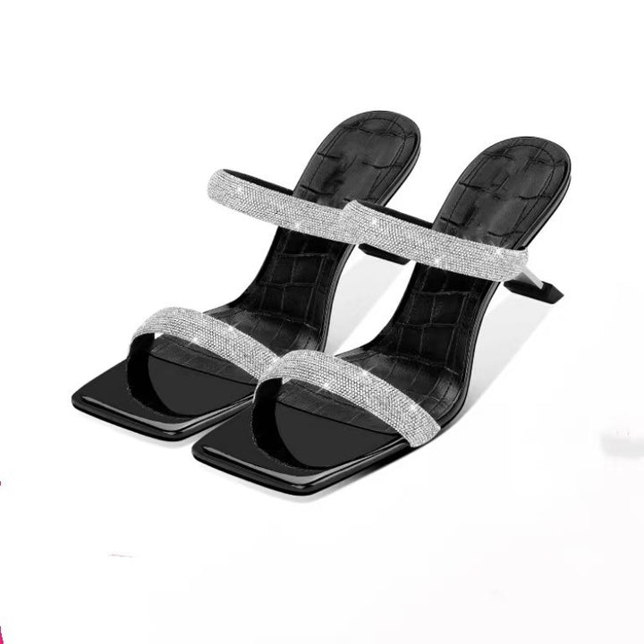 Dame Strappy Højhælede Mules med Rhinestones Stilla