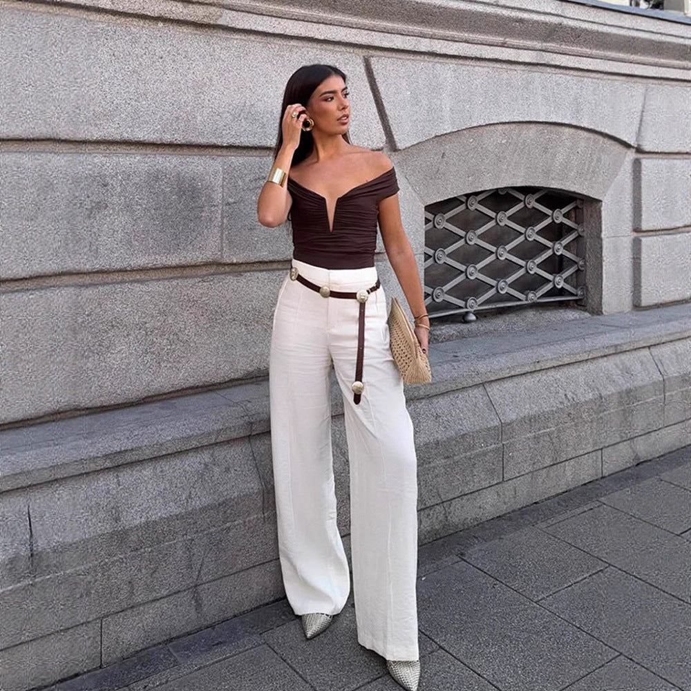 Dame Off-Shoulder Top med elegant Draperingsdesign Stilla
