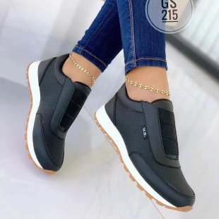 Dame Behagelige Slip-On Sneakers med elastiske bånd og åndbart netstruktur Stilla