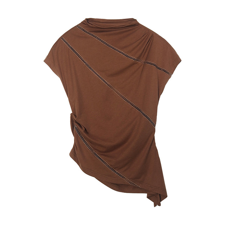 Dame mode top med raffineret drapering og strukturerede accenter Stilla