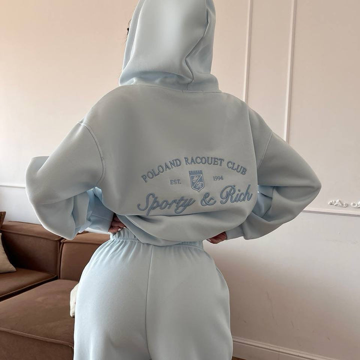 Dame sporty hoodie med broderet logo Stilla