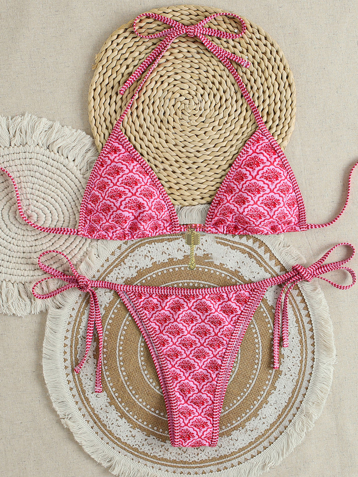 Dame triangel-bikini med legende palmeprint Skovae