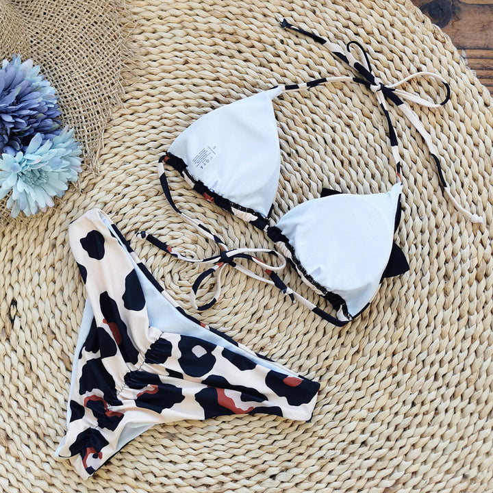 Dame Bikini-sæt med floralt applikationsdesign og multifunktionelle bånd Stilla