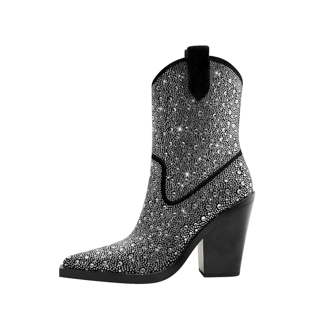 Femme Dekorerede Cowgirl Stiletto Støvler Stilla