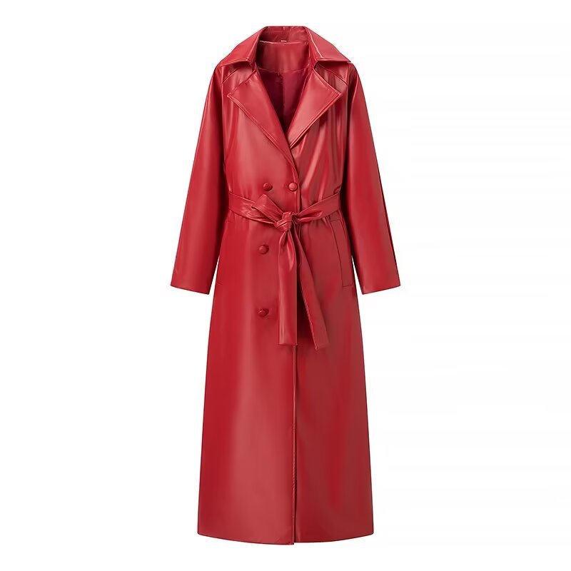 Damekunstlæder-trenchcoat med taljeret silhuet og elegante knapdetaljer Stilla