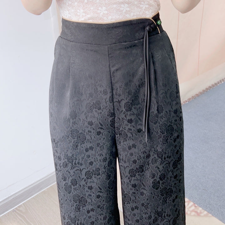 Dame bred culotte bukser med elegant høj talje design og praktiske lommer Stilla