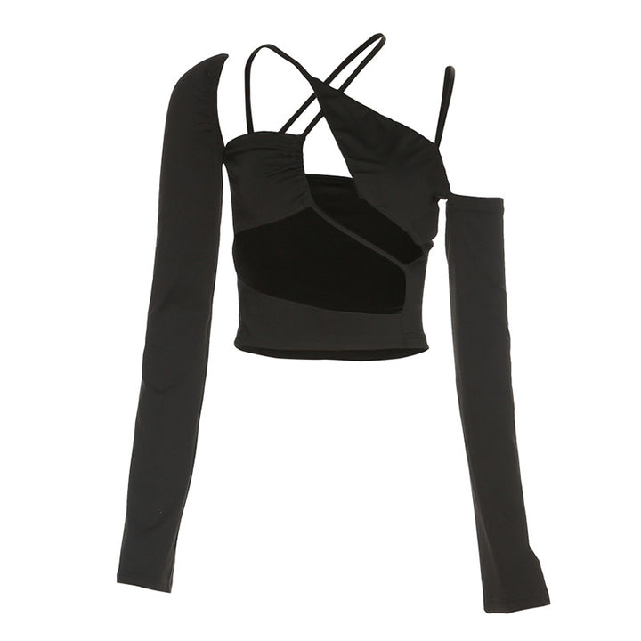 Dame tætsiddende Cut-Out top med asymmetrisk design Skovae