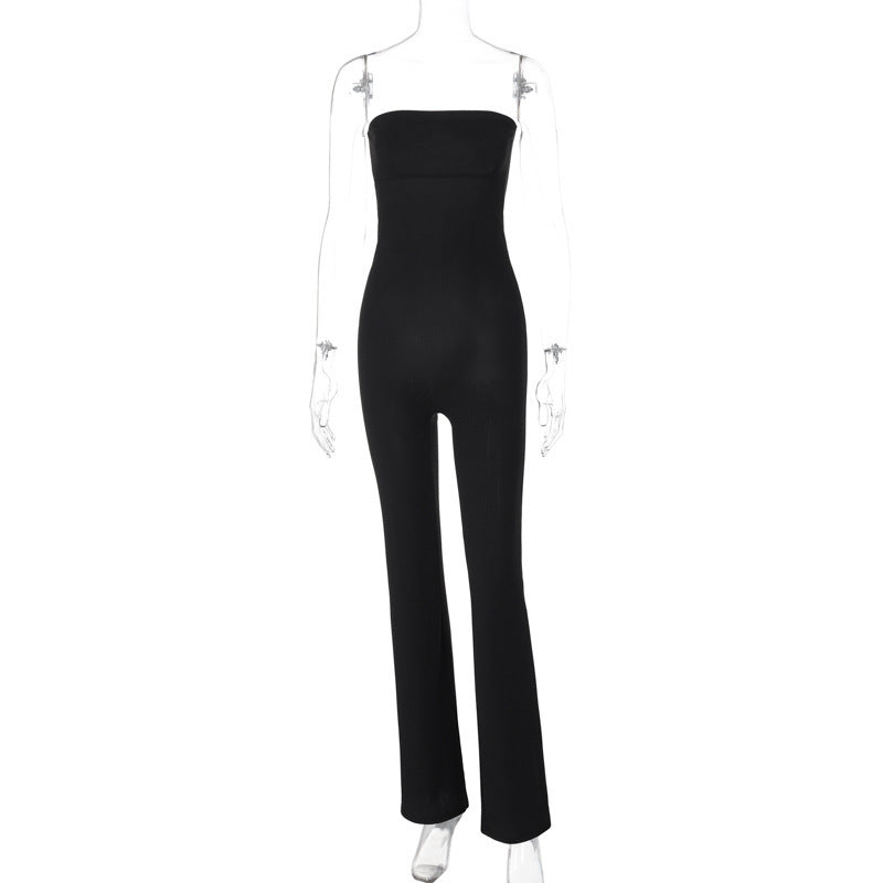Dame Elegant Bustier- jumpsuit med flydende snit og smalle stropper Stilla