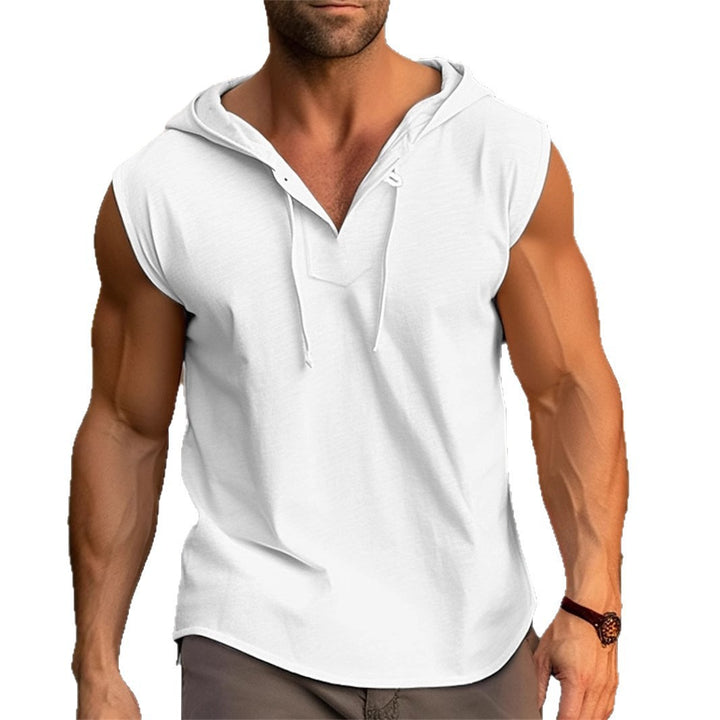 Herre ærmeløs hoodie T-shirt med kængurulomme og moderne snit Stilla