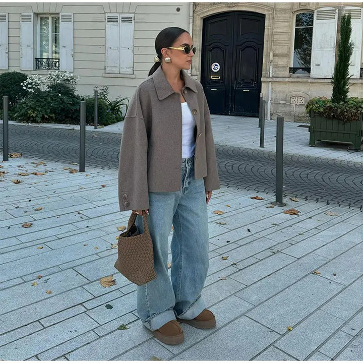 Kvindernes stilfulde oversized uldfrakke Stilla