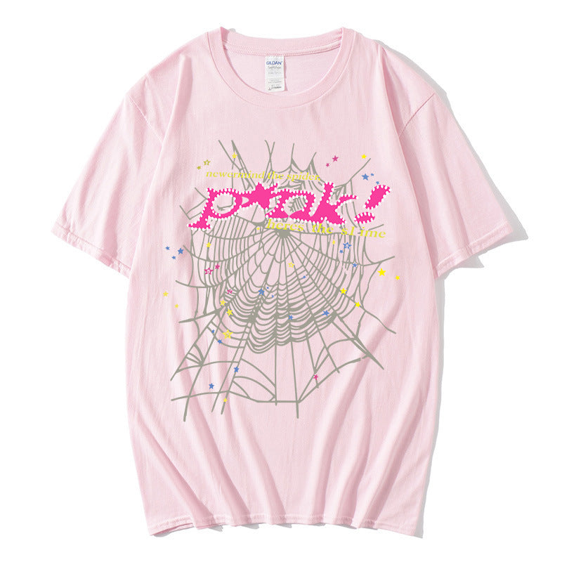 Kvinders afslappede T-shirt med kreativ edderkoppespind design Skovae