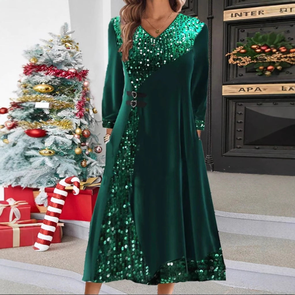 Dame Maxikjole med elegante paljetter og flydende snit Stilla