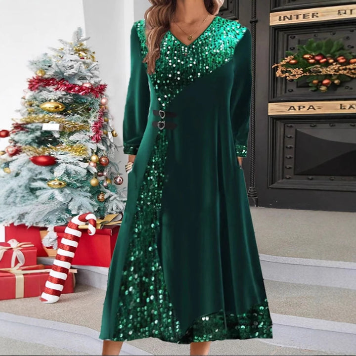Dame Maxikjole med elegante paljetter og flydende snit Stilla