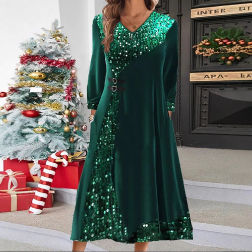 Dame Maxikjole med elegante paljetter og flydende snit Stilla