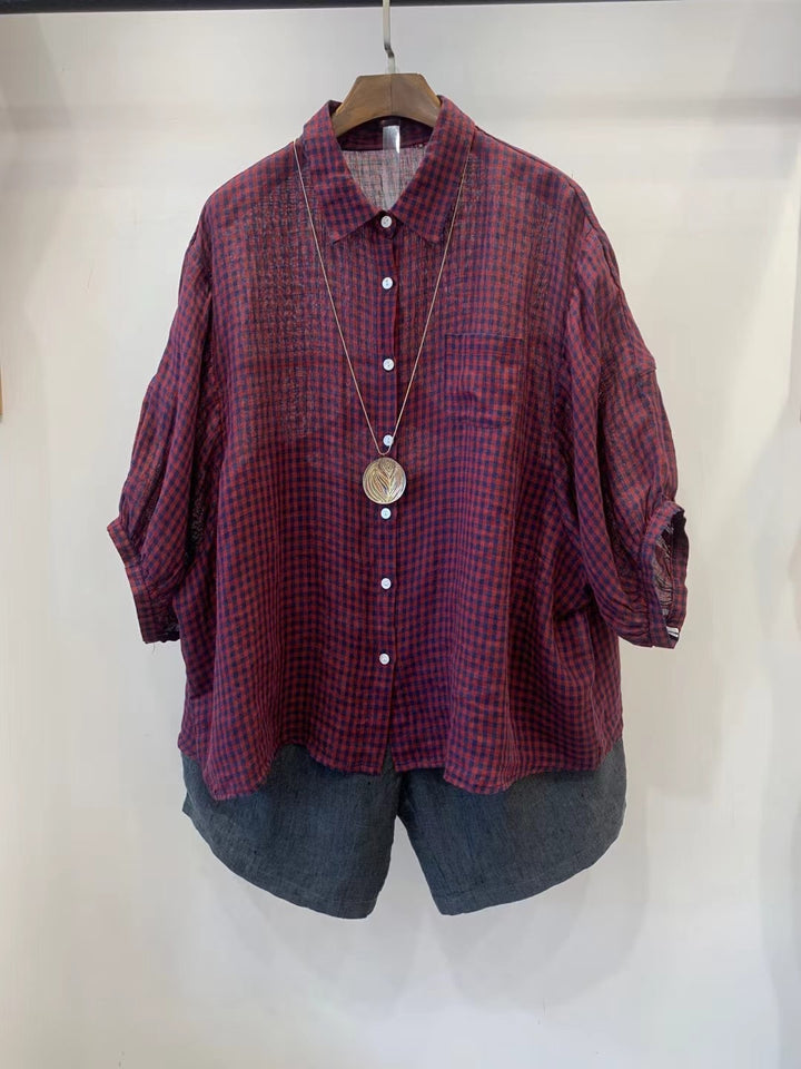 Femme Relaxed Fit Gingham Button-Up Shirt Stilla