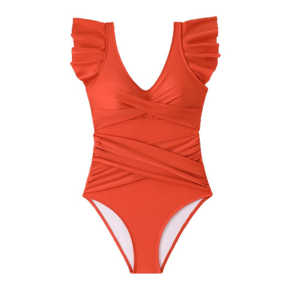Dame Enkelt Badebadedragt med elegant Indpakningsdesign og feminine Flaurel detaljer Stilla