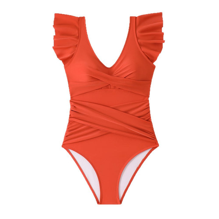 Dame Enkelt Badebadedragt med elegant Indpakningsdesign og feminine Flaurel detaljer Stilla