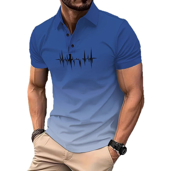 Herrer Poloshirt med moderne hjertefrekvens-design Stilla