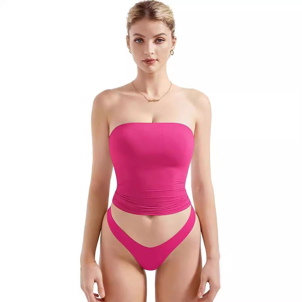Dame Bandeau Bikini-sæt med moderigtigt højtaljet snit Skovae