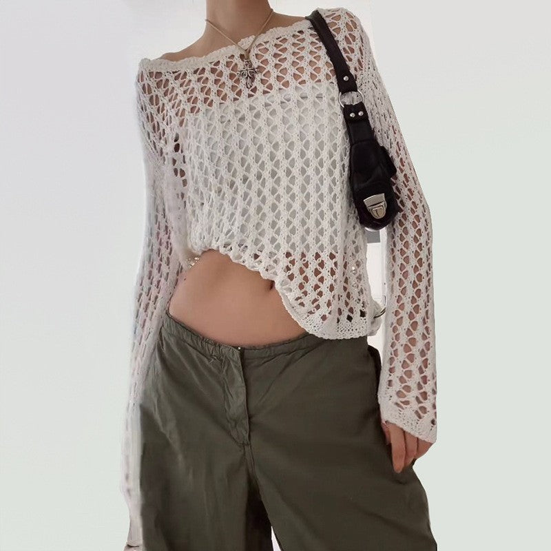 Femme Hæklet Off-Shoulder Pullover Stilla