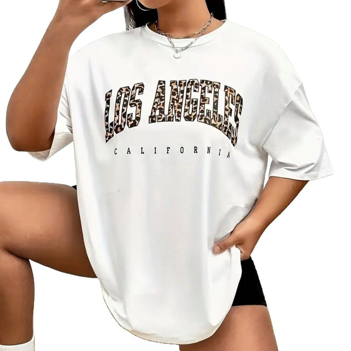 Dame Oversized T-Shirt med stilfuld Los Angeles grafiktryk Stilla