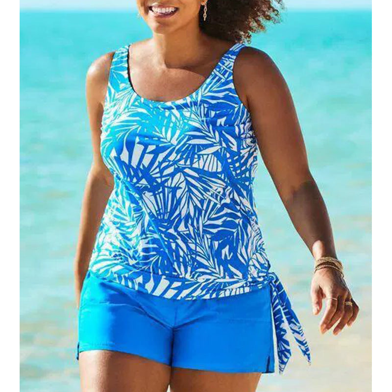 Dame tropisk print badetop og shorts sæt Stilla