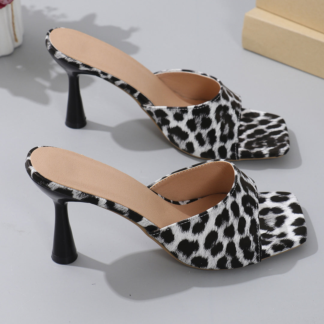 Dame Åbne High Heel Pantoletten med mode Slange-Design og behagelig Indersål Stilla