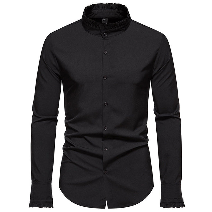 Herrer Elegant Mandarin Krave Dress Shirt Stilla