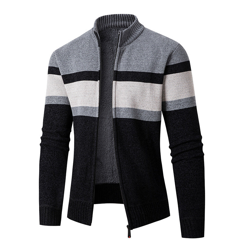 Herrer struktureret strik-zip--pullover Stilla