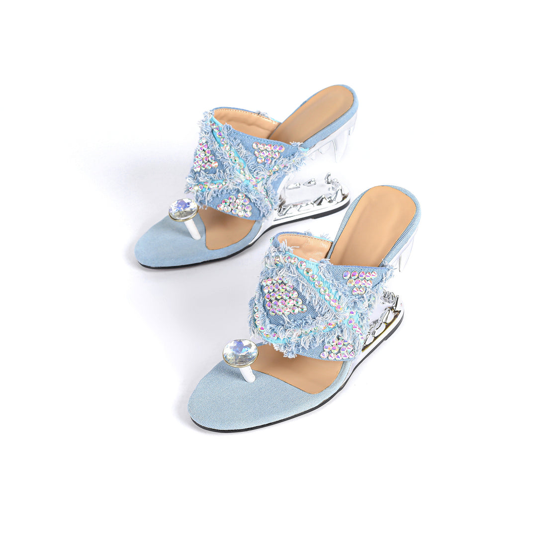 Femme Riesenstein-besatte elegante Slide Sandaler  Stilla