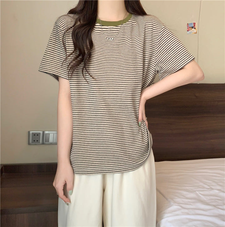 Kvinde Stribet Casual T-Shirt Stilla