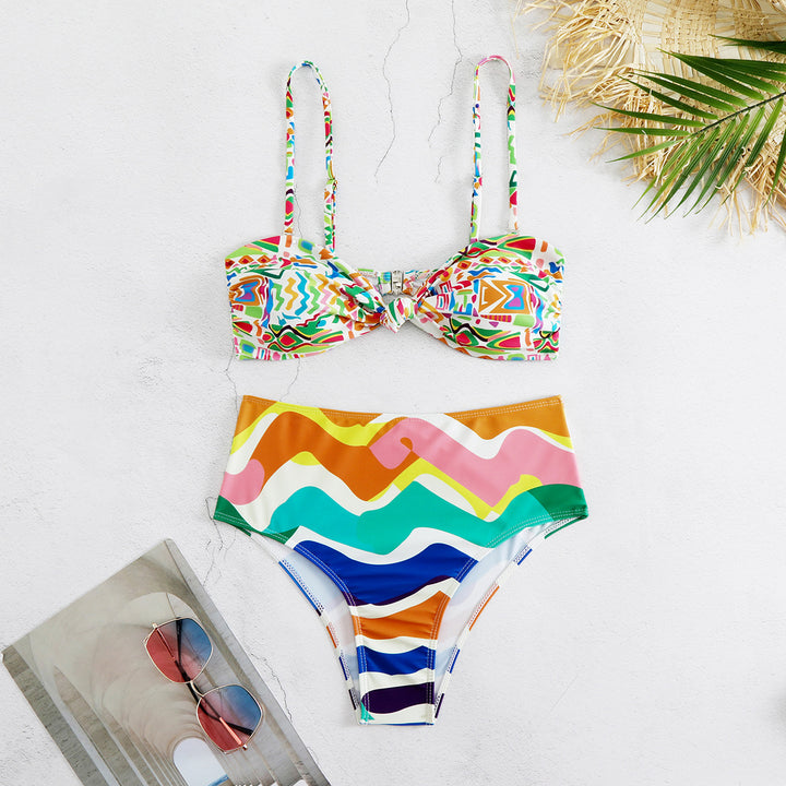 Dame bikini-set med raffineret knudedetalje og høj talje Stilla