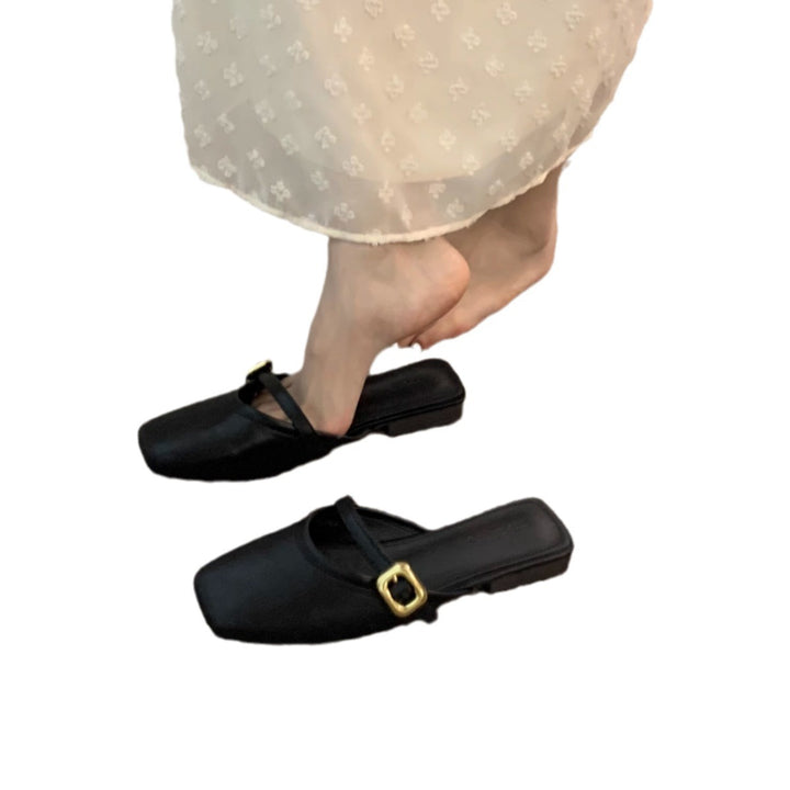 Dame Slip-On Mules med kvadratisk tåform og dekorativ rem Stilla