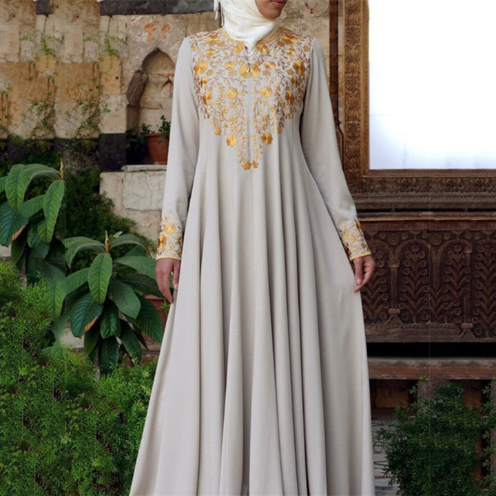 Dame Elegant Maxi-kjole med blomsterdetalje og lange ærmer Stilla