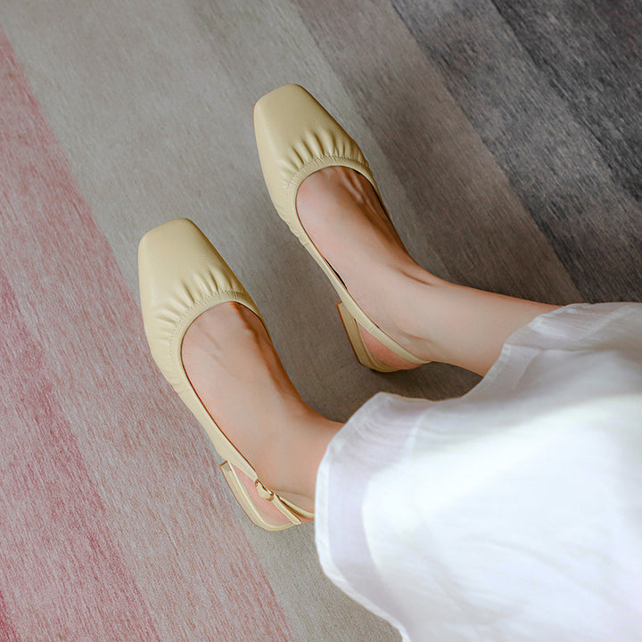 Kvinder Slingback Low-Heel Ballerinas med foldet design Stilla