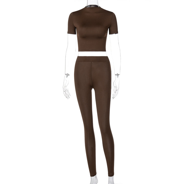 Dame sæt bestående af figursyet crop-top og sporty leggings Stilla