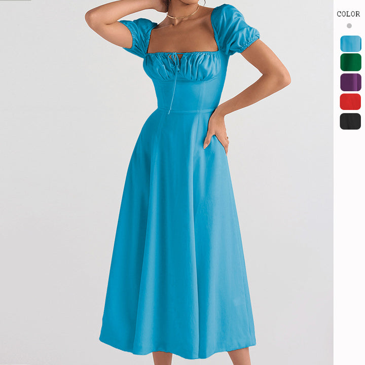 Dame midi kjole med kliché korse og udvidet skirt