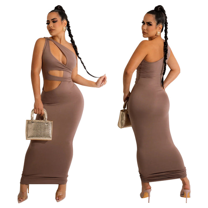 Dame Cut-Out Maxikjole med asymmetrisk design og figursyet snit Stilla