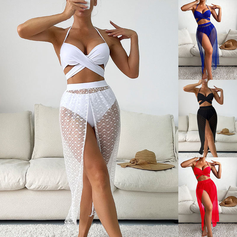 Dame bikini-sæt med elegant indpakningsnederdel og flettet topdesign Stilla
