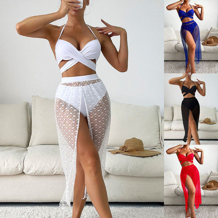 Dame bikini-sæt med elegant indpakningsnederdel og flettet topdesign Stilla