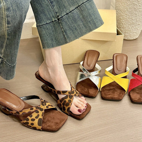 Femme Krydsrem Suede Slide Sandaler Stilla