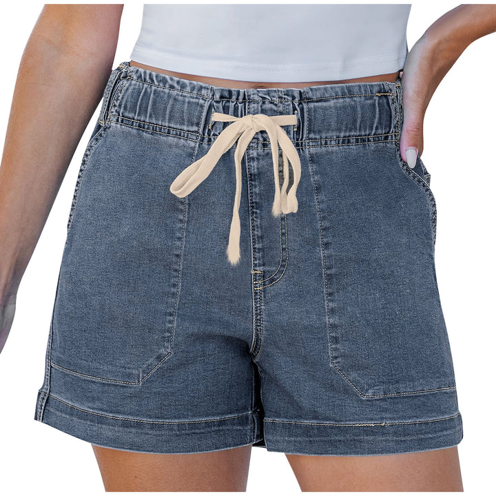 Dame behagelige Denim-shorts med elastik og praktiske lommer Skovae
