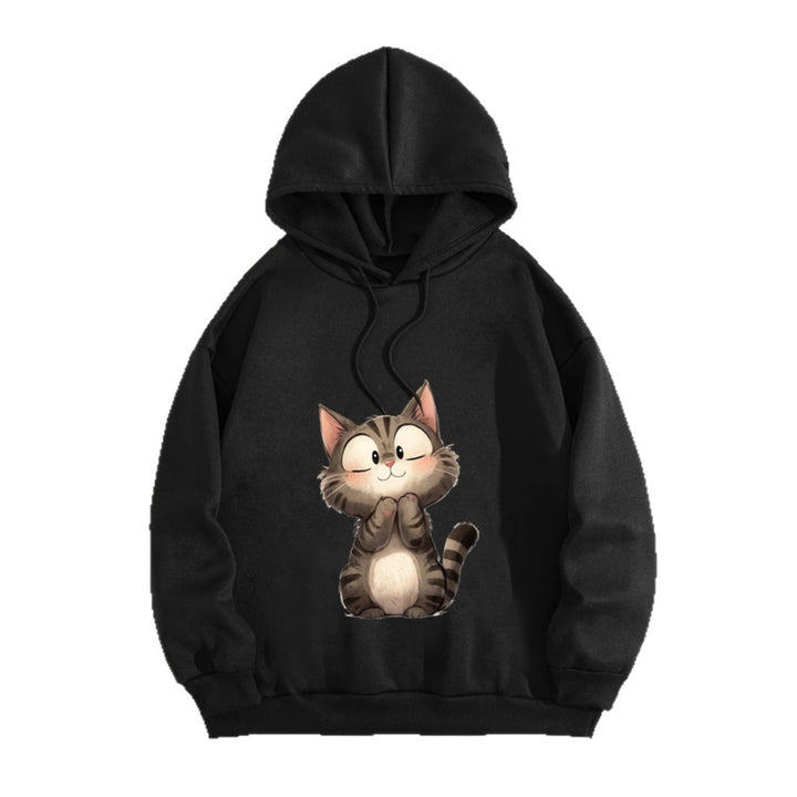 Kvindes Hoodie med Sødt Kattemotiv Skovae