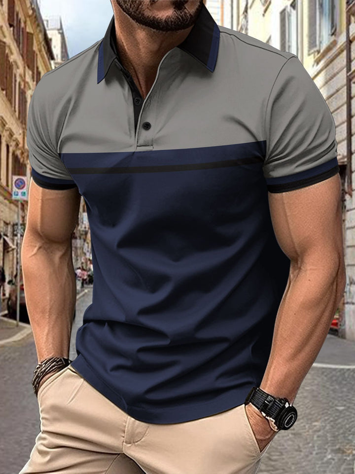 Herre polo t-shirt med stilfuldt farveblokdesign og kontrasterende accenter Stilla
