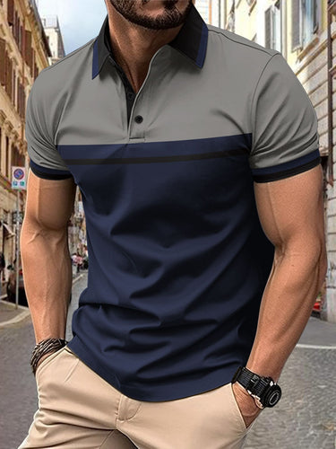 Herre polo t-shirt med stilfuldt farveblokdesign og kontrasterende accenter Stilla