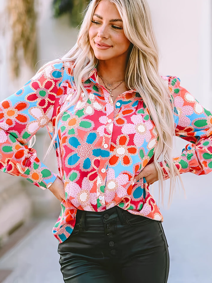Dame blomsterprint bluse Stilla