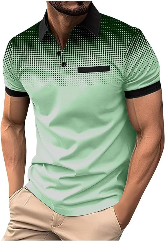 Herre Polo-shirt med kortærmet i gradient-mønster Stilla