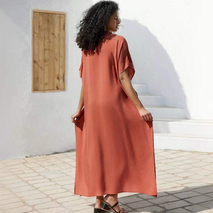Dame Kaftan med kunstnerisk broderi og elegant snit Stilla