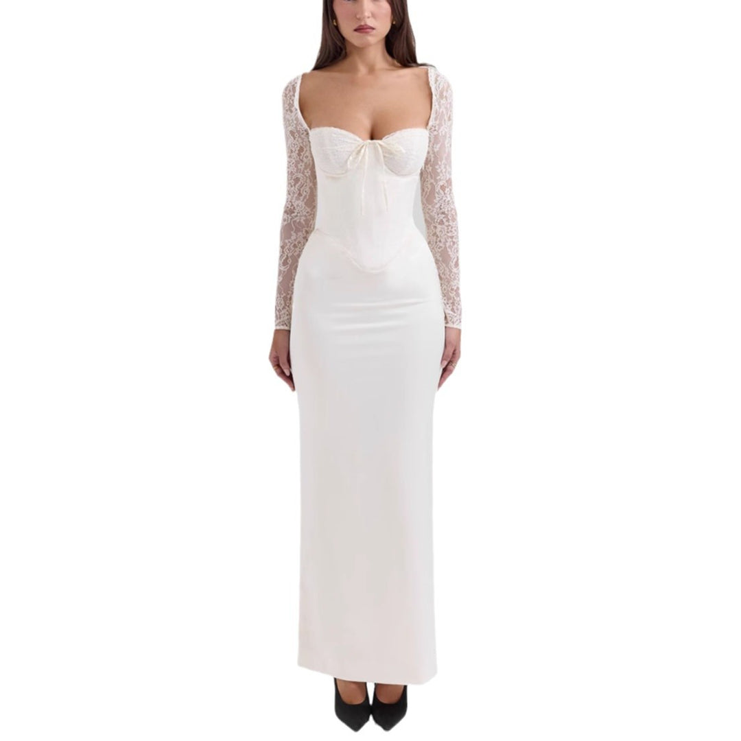 Dame Elegant højhalset aftenkjole med lace og tætsiddende silhuet Skovae
